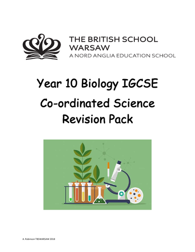 Igcse Cie Coordinated Science Biology Revision Pack For Year - 