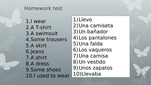 La ropa y los colores