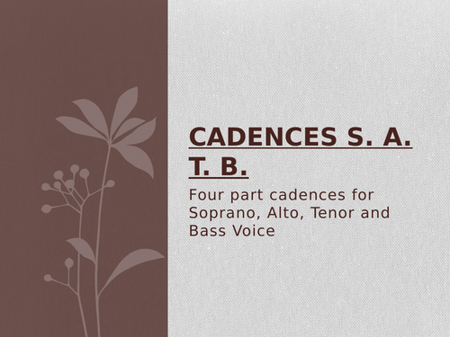 JuniorCertificate Music 4 part Cadential Progressions