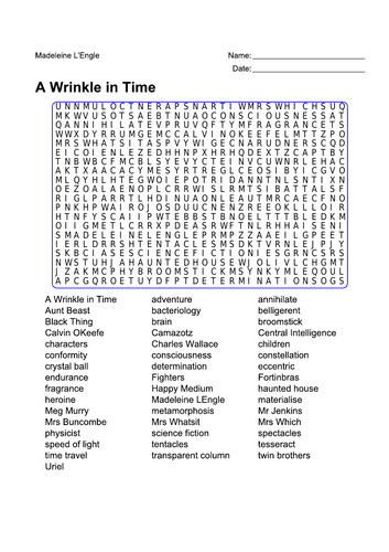 A Wrinkle in Time Word Search