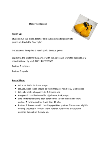 Boxercise Lesson Plan | Teaching Resources