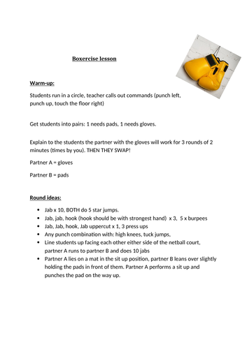 Boxercise lesson plan