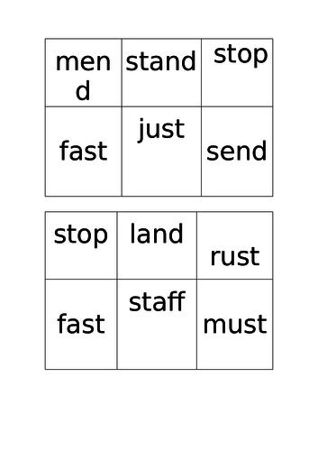 Phonics-blends bingo