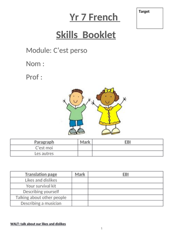 Studio1 C'est perso skills booklet