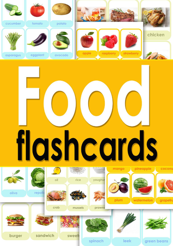 Food Flashcards | Printable Food Vocabulary Cards | ESL EFL Vocabulary Activity | English Flash Card