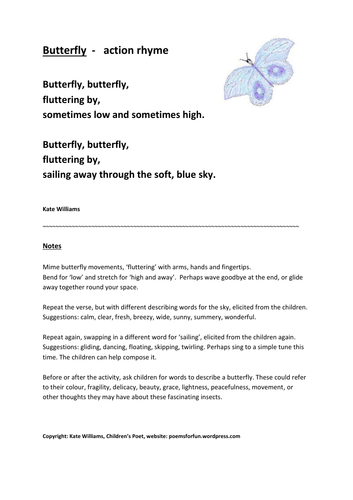 3 Creepy-Crawly Rhymes, with guidance, Butterfly, Ladybird, Spider, EY/KS1
