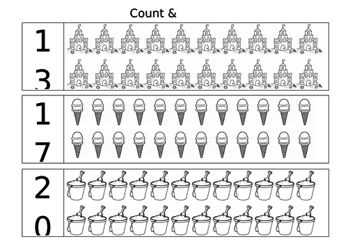 summer count colour worksheets kindergarten teaching resources