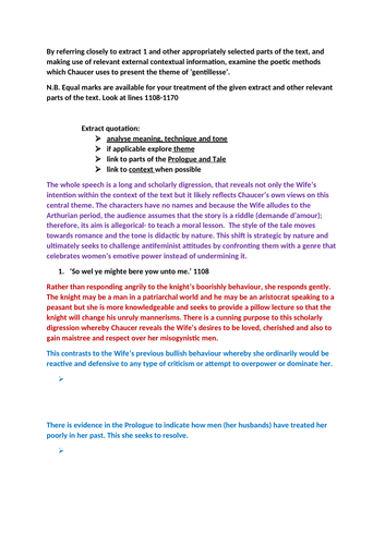 Wife of Bath A2 Theme of gentellisse