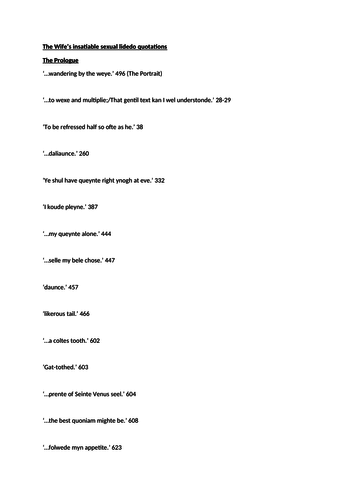 Wife of Bath A2 Question and key quotations