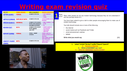 EDUQAS Writing exam revision quiz (PowerPoint and video formats) - GCSE English Language