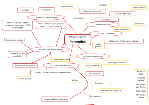 GCSE AQA psychology perception  revision mind map 8182