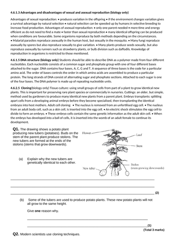 AQA GCSE Combined Trilogy/ Biology Revision Inheritance, Variation ...