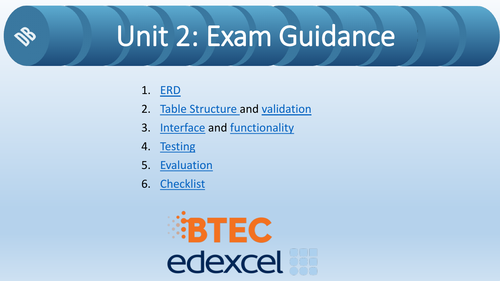 BTEC ICT level 3 Unit 2 Creating Systems to Manage Information Exam Guidance and Checklist