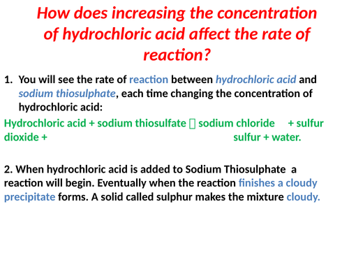 How concentration affects the rate of reaction resources for GCSE and other specs