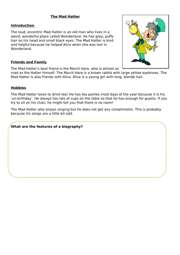 Mad Hatter Biography Example