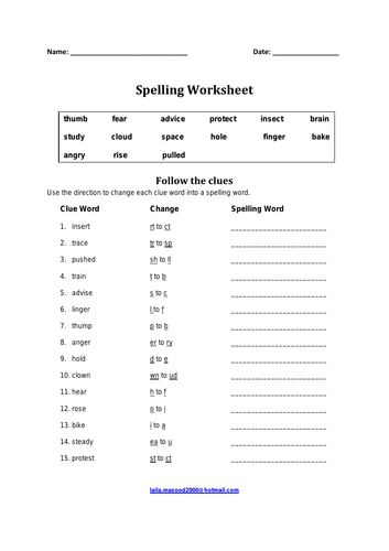 Spelling Worksheet-Words