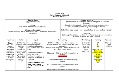 English Plan - Iggy Peck, Architect