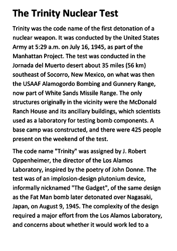 The Trinity Nuclear Test Handout