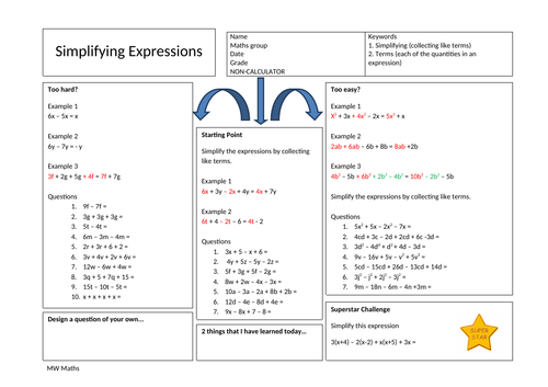 Best differentiation - Simplifying Simple Algebraic Expressions