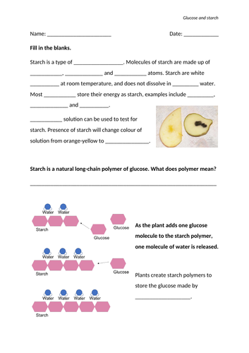 Glucose and starch