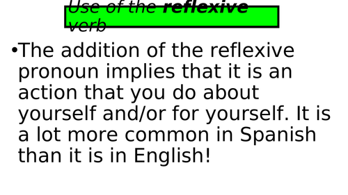 SPANISH A LEVEL REFLEXIVE VERBS AND PRONOUNS