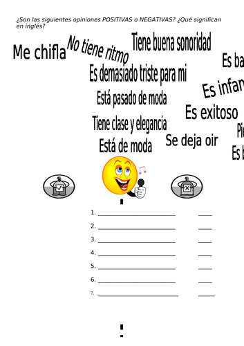 SPANISH A LEVEL SOPHISTICATED OPINIONS MUSIC sheet