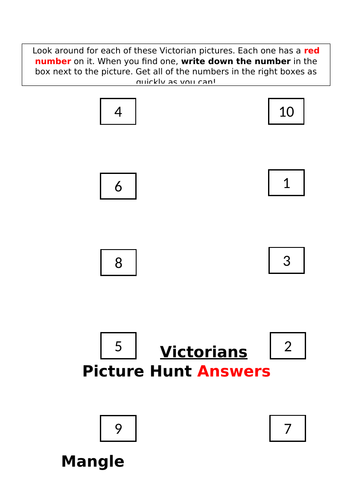 Victorians Picture Hunt with Answers History KS1 KS2 Fun activity