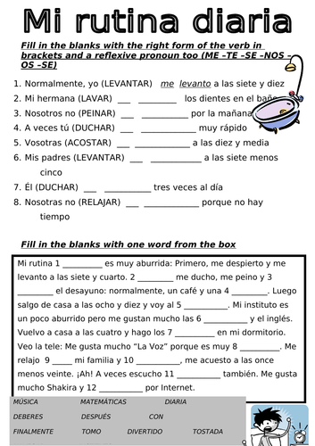 SPANISH GCSE REFLEXIVE VERBS AND DAILY ROUTINE sheet