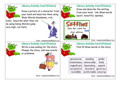 Library Activity Cards