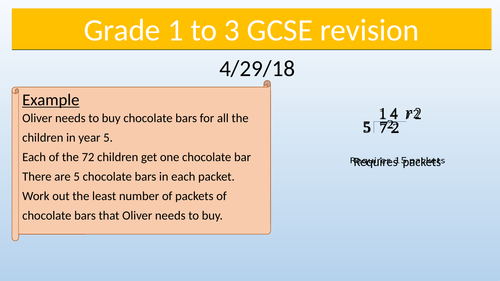 General GCSE Maths grade 1 to 3 revision