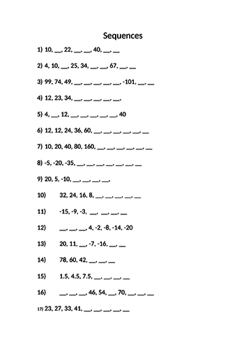 Maths Sequences