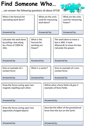 Edexcel CP7/8 'Find Someone Who...' Activity