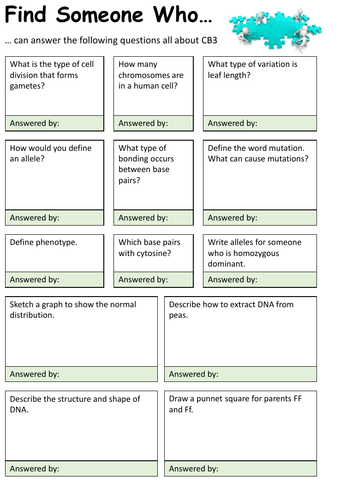 Edexcel CB3 'Find Someone Who...' Activity