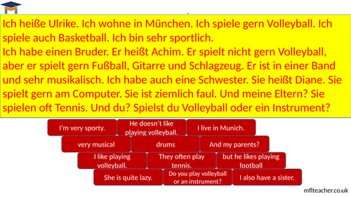 German - Sports Reading Challenge