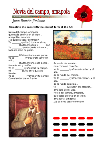 AMAPOLA POEM AND FUTURE TENSE PRACTICE - GCSE and A-LEVEL