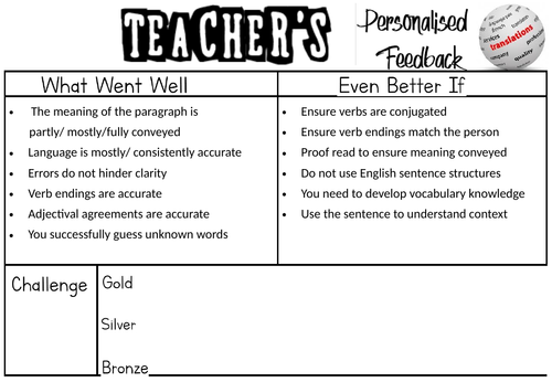 Translation Marking Grid - Reduce Workload!