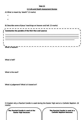 Catholic Christianity: Life and Death REVISION! Eduqas