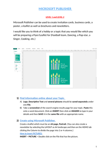 CREATE LEAFLETS & NEWSLETTERS USING PUBLISHER PROGRAMME