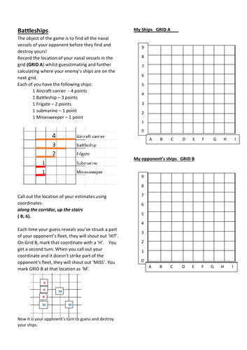 Battleships - coordinates on the lines