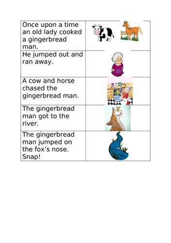 Year R - gingerbread man reading activity