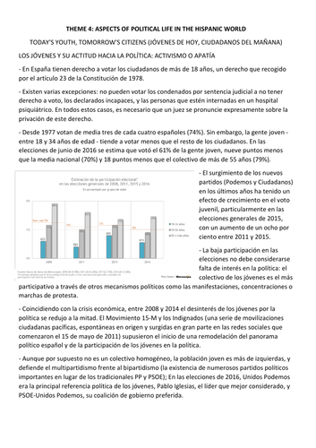 Spanish A Level: Today's Youth, Tomorrow's Citizens (Jóvenes de hoy, ciudadanos...): Fact file