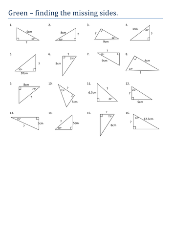 Trigonometry Finding The Missing Sides Teaching Resources 2023