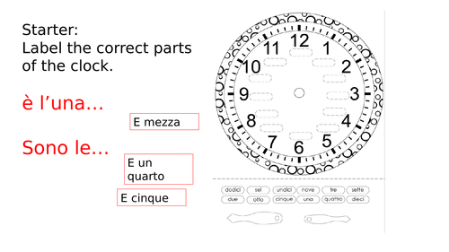 routines and telling the time ITALIAN KS3