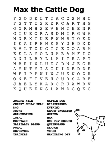 Max the Hero Dog Word Search