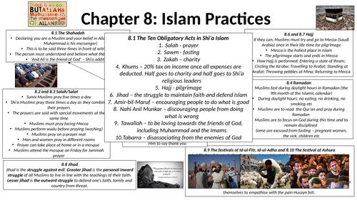 AQA B GCSE - Chapter 8 Islam Practices Revision - CANNOT BE PRINTED