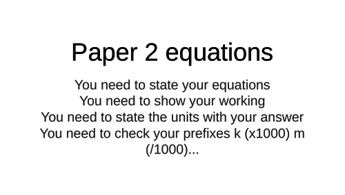 AQA Physics equations for  paper 2