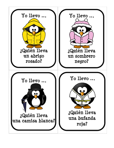 La ropa (Los disfraces de Pingu) - Juego de preguntas encadenadas