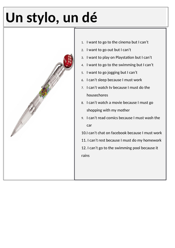 KS3/4 French - Pool of resources on Modal Verbs + hobbies (oral and  written tasks and games)