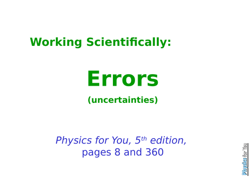 Errors and Uncertainties
