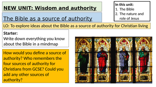 A-level Religious Studies EDEXCEL (4B: Christianity)-full resources for topic 2 Wisdom and Authority
